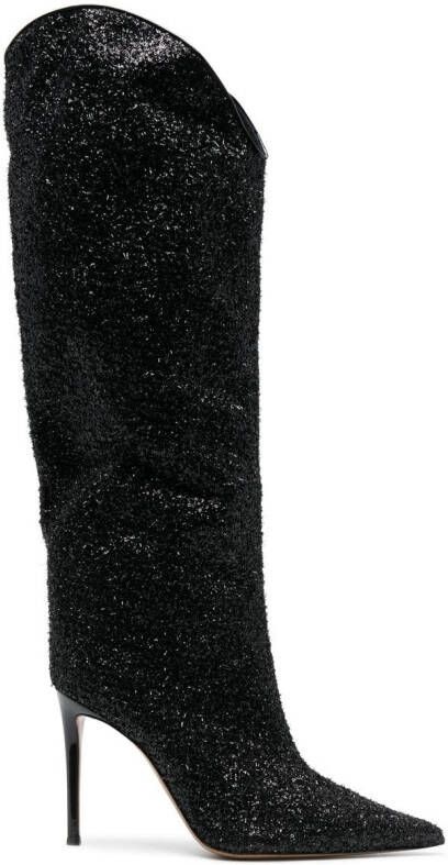Alexandre Vauthier 110mm sequin knee-high boots Black
