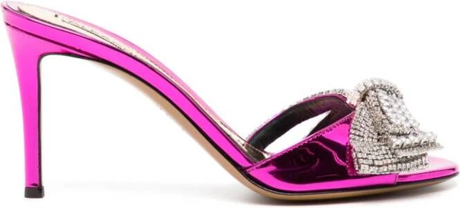 Alexandre Vauthier 85mm bow-detail patent-finish mules Pink