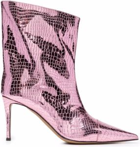 Alexandre Vauthier Alex croc-embossed boots Pink