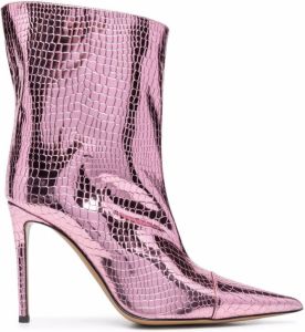 Alexandre Vauthier crocodile-effect 105mm ankle boots Pink