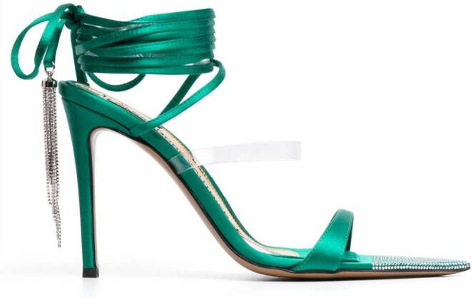 Alexandre Vauthier crystal-tassel strappy sandals Green