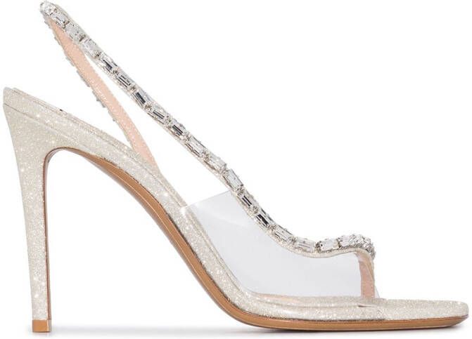 Alexandre Vauthier Elizabeth 100 mm glitter embellished sandals Silver
