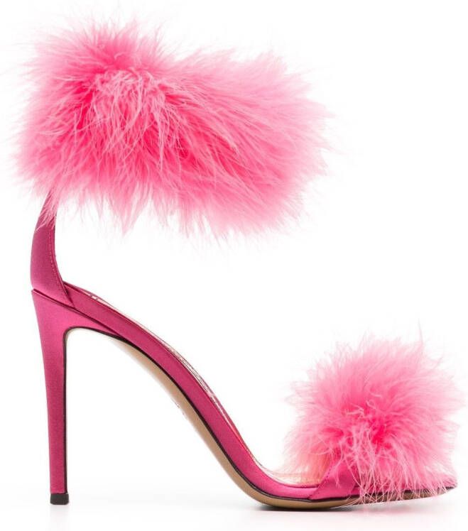 Alexandre Vauthier feather-detail open-toe sandals Pink
