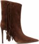 Alexandre Vauthier fringed suede 110mm ankle boots Brown - Thumbnail 1
