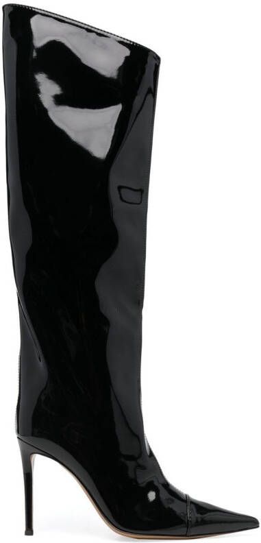 Alexandre Vauthier patent leather pointed-toe boots Black