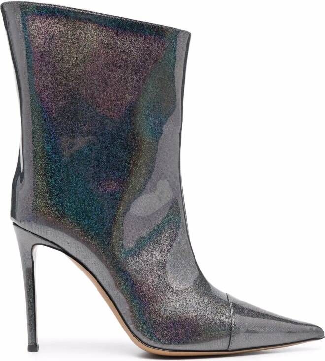 Alexandre Vauthier shine finish pointed toe boots Grey