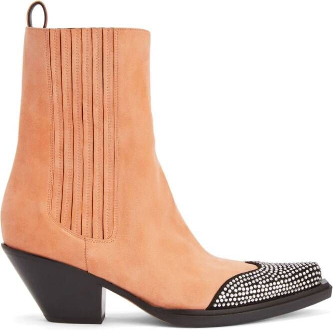 Alexandre Vauthier suede studded ankle boots Brown