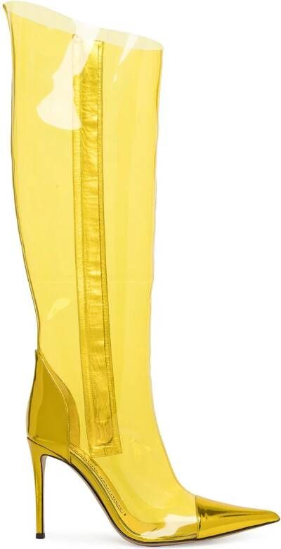 Alexandre Vauthier translucent knee-high boots Yellow