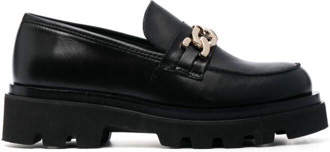 ALOHAS chain-link leather loafers Black