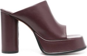 AMBUSH 115mm platform leather mules Red