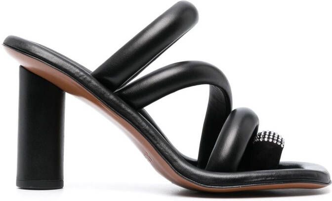 AMBUSH crystal-embellished leather sandals Black