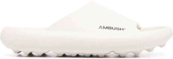 AMBUSH logo-print chunky slides White