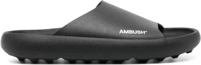 AMBUSH logo-print ridged-sole slides 1001 Black White