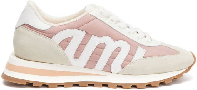 AMI Paris logo-patch panelled sneakers Pink