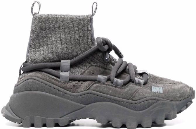 AMI Paris Otto suede-panelled sneakers Grey