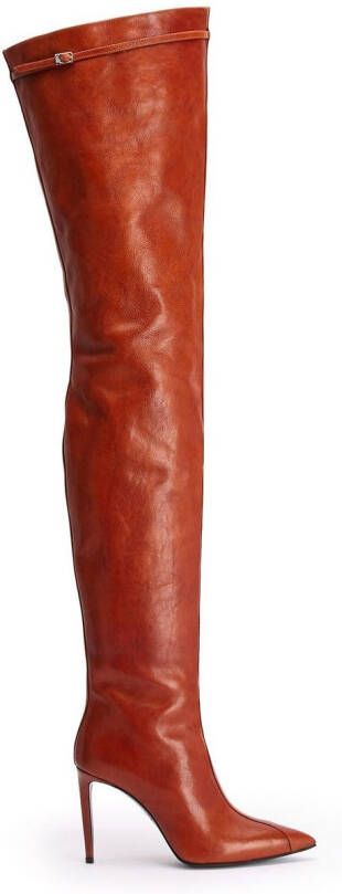 AMI Paris over-the-knee leather boots Brown