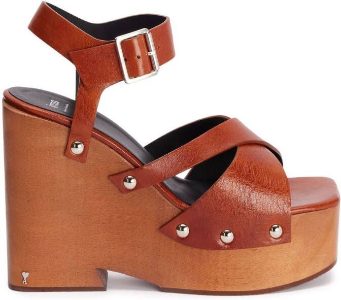 AMI Paris platform wedge sandals Brown