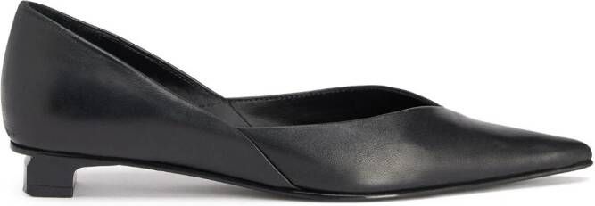 AMI Paris pointed flat leather pumps Black