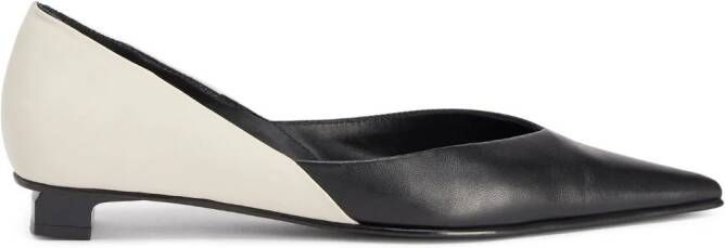 AMI Paris pointed flat leather pumps Black