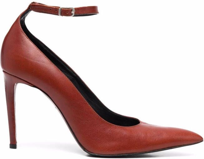 AMI Paris pointed-toe leather pumps Brown