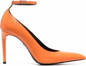 AMI Paris pointed-toe leather pumps Orange