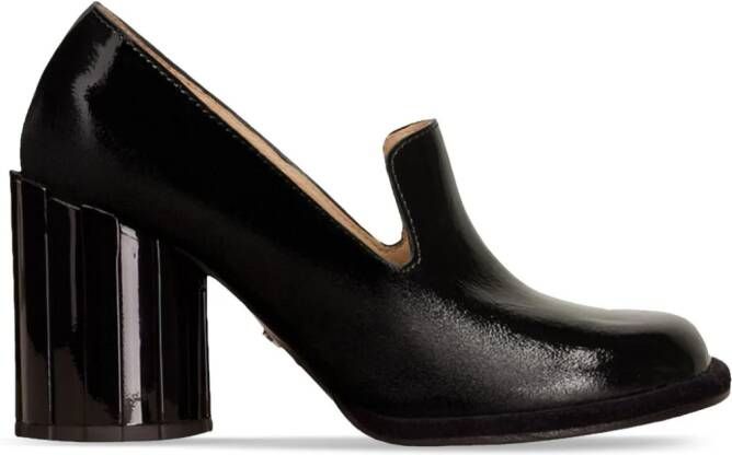 AMI Paris round heel patent-leather loafers Black