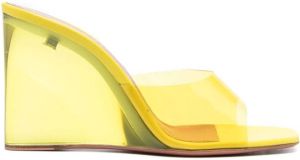 Amina Muaddi 95mm Lupita glass wedge heels Yellow