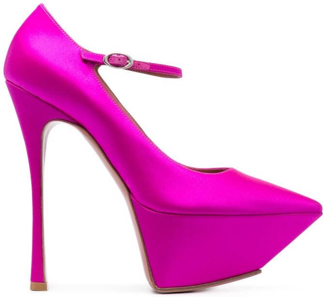 Amina Muaddi Angelica 150mm satin pumps Pink