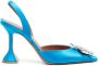 Amina Muaddi Begum 95mm satin pumps Blue - Thumbnail 1