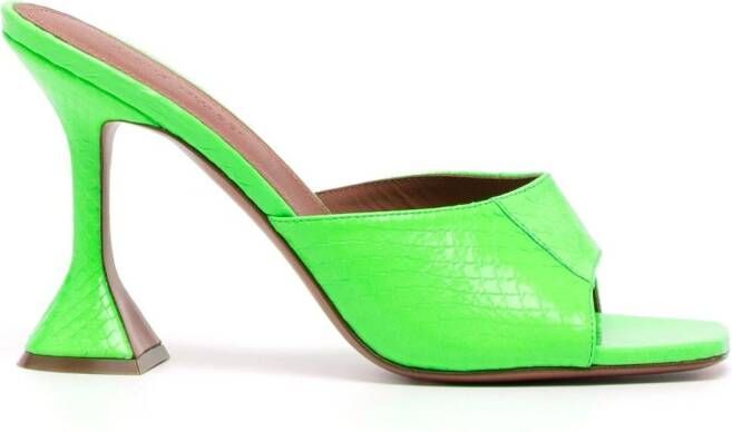 Amina Muaddi calf-leather square-toe mules Green