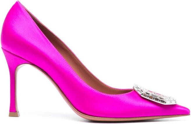 Amina Muaddi Camelia 90mm crystal-embellished pumps Pink