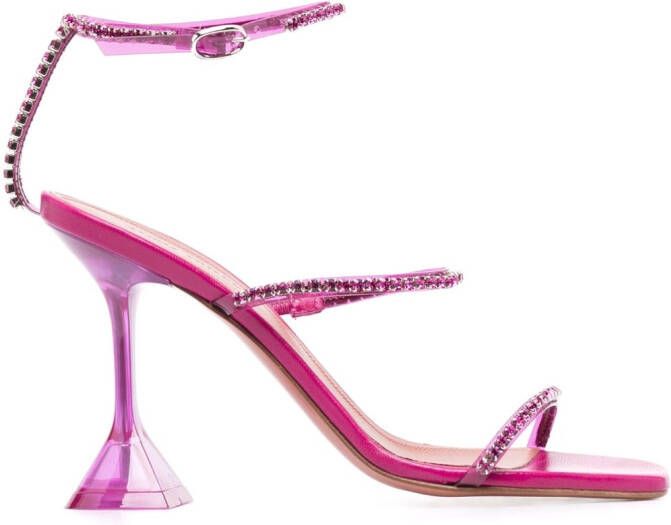 Amina Muaddi crystal-embellished open-toe sandals Pink
