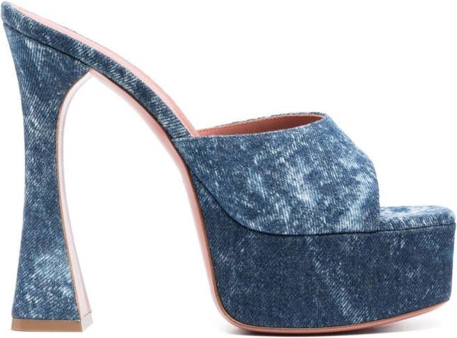 Amina Muaddi Dalida 140mm denim sandals Blue