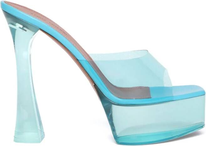 Amina Muaddi Dalida Glass 135mm platform sandals Blue