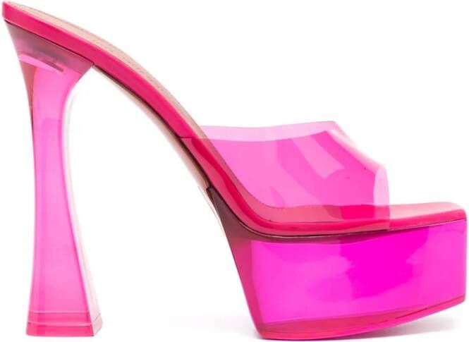 Amina Muaddi Dalida Glass 135mm platform sandals Pink