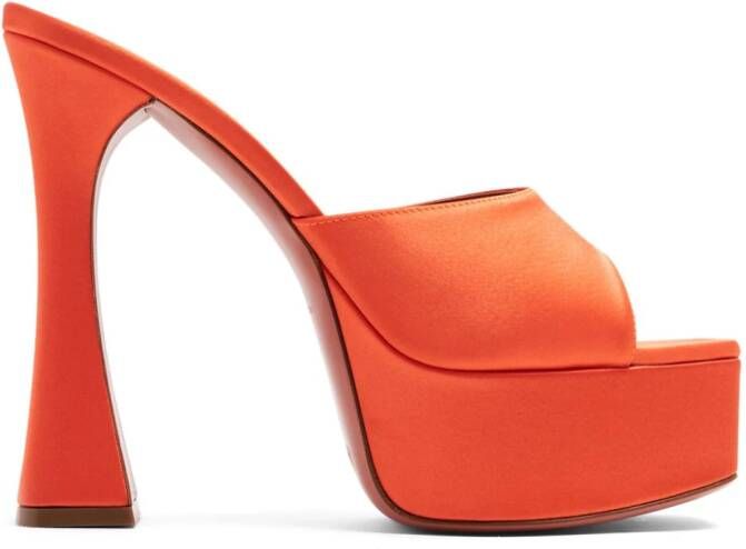 Amina Muaddi Dalida Satin 140mm platform sandals Orange
