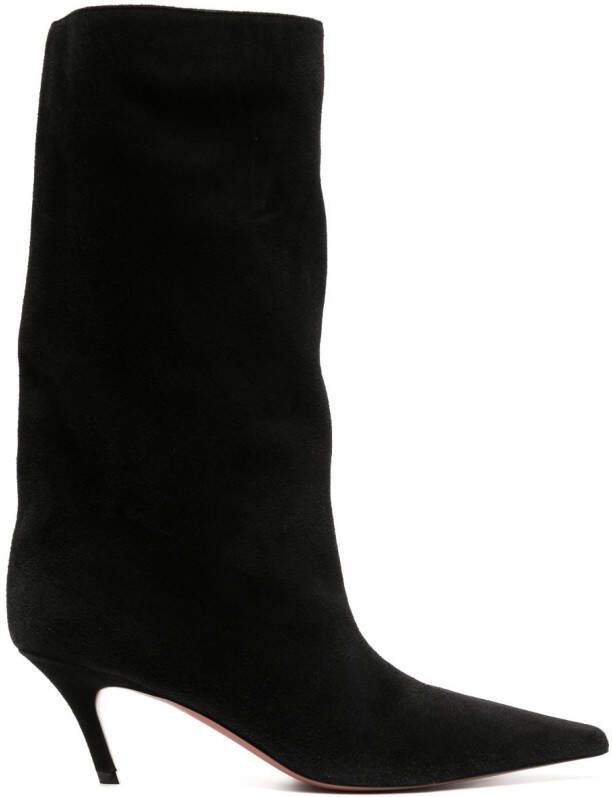 Amina Muaddi Fiona 60mm pointed-toe suede boots Black
