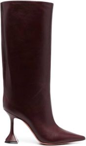 Amina Muaddi Fiona leather boots Red