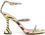 Amina Muaddi Gilda 80mm zebra-print sandals Yellow - Thumbnail 1