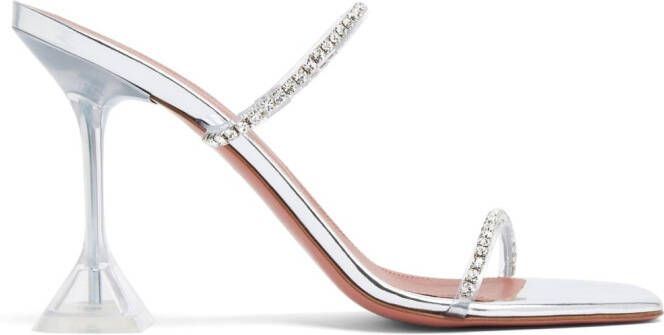 Amina Muaddi Gilda 95mm clear heel sandals Silver