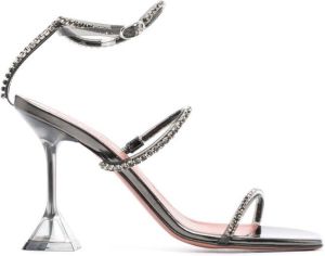 Amina Muaddi Gilda 95mm crystal-embellished sandals Grey