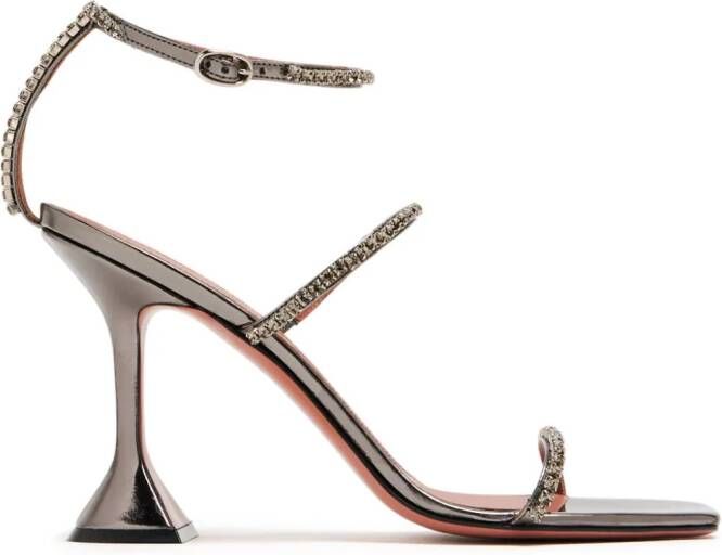 Amina Muaddi Gilda 95mm crystal-embellished sandals Silver