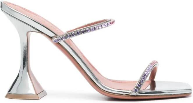 Amina Muaddi Gilda 95mm crystal-embellished sandals Silver