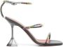 Amina Muaddi Gilda 95mm crystal leather sandals Grey - Thumbnail 1