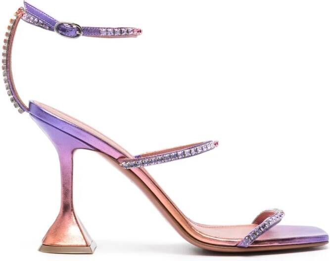 Amina Muaddi Gilda 95mm embellished leather sandals Purple