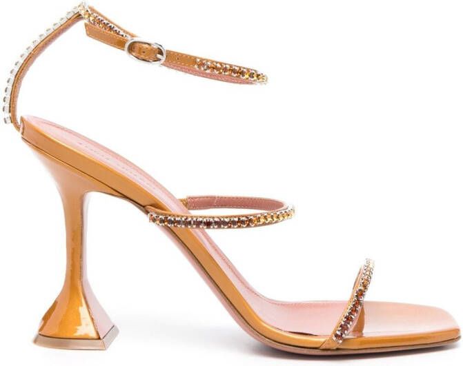 Amina Muaddi Gilda crystal-embellished sandals Brown