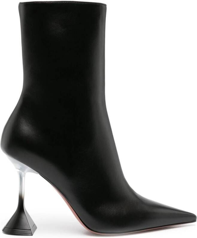 Amina Muaddi Giorgia Glass 95mm leather boots Black