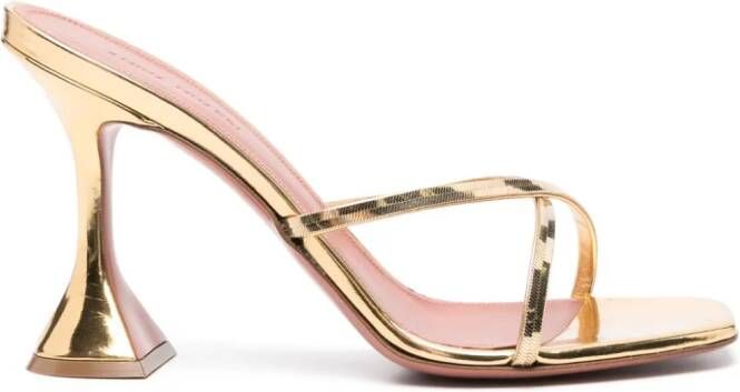 Amina Muaddi Henson cross-strap metallic sandals Gold