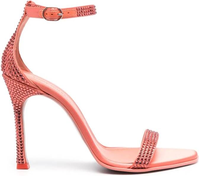 Amina Muaddi Kim 115mm crystal-embellished sandals Orange