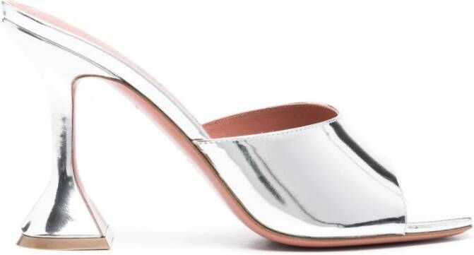 Amina Muaddi Lupita 95mm leather sandals Silver